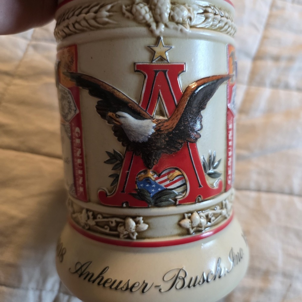 Budweiser "Evolution of‎ the Budweiser Label" Ceramic Beer Stein, 1999